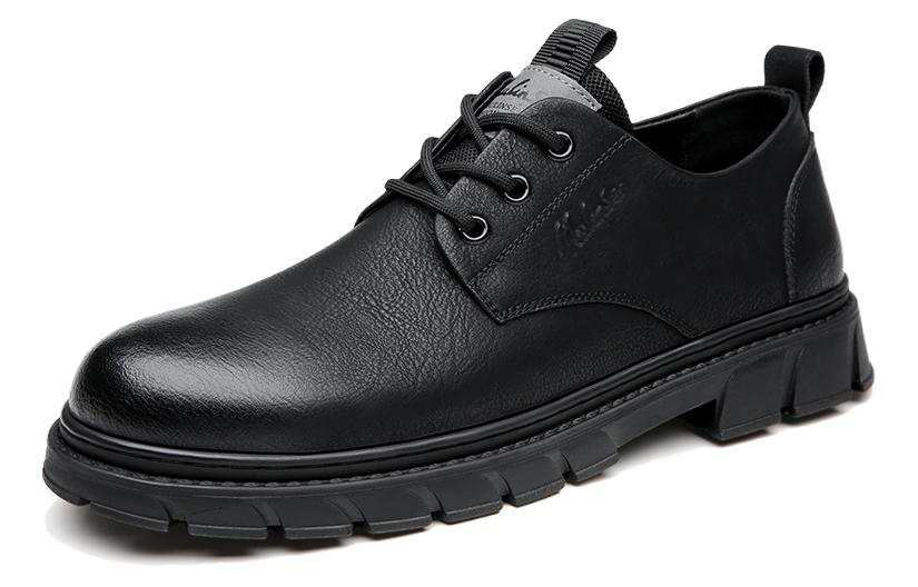 Mulinsen Casual Leather Shoes Men's Low Top Black/Brown