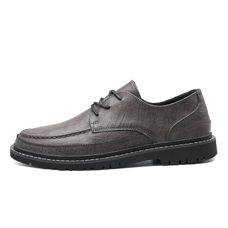 YINGLUNQISHI Cow Split Leather Casual Shoes Men's Gray