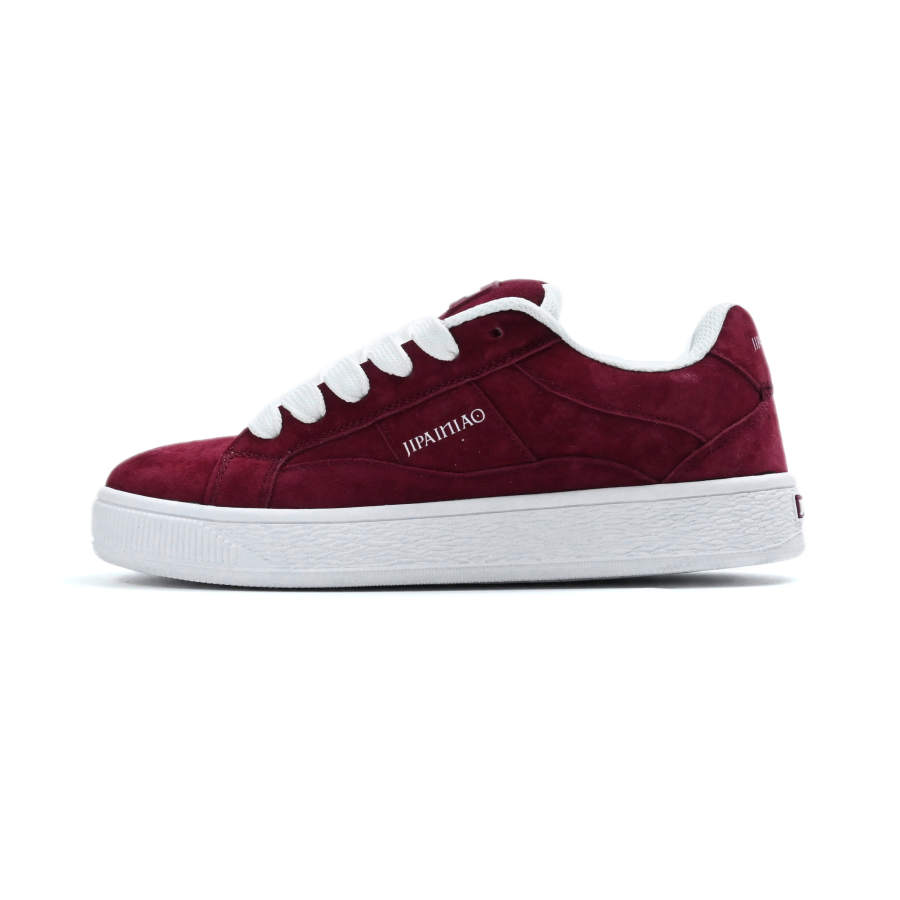 JIPAINIAO Pigskin Low top Skateboard Shoes Unisex Dark Red