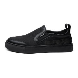 FED Textile, Top Grain Cow Leather Breathable Low top Casual Shoes Men's Black