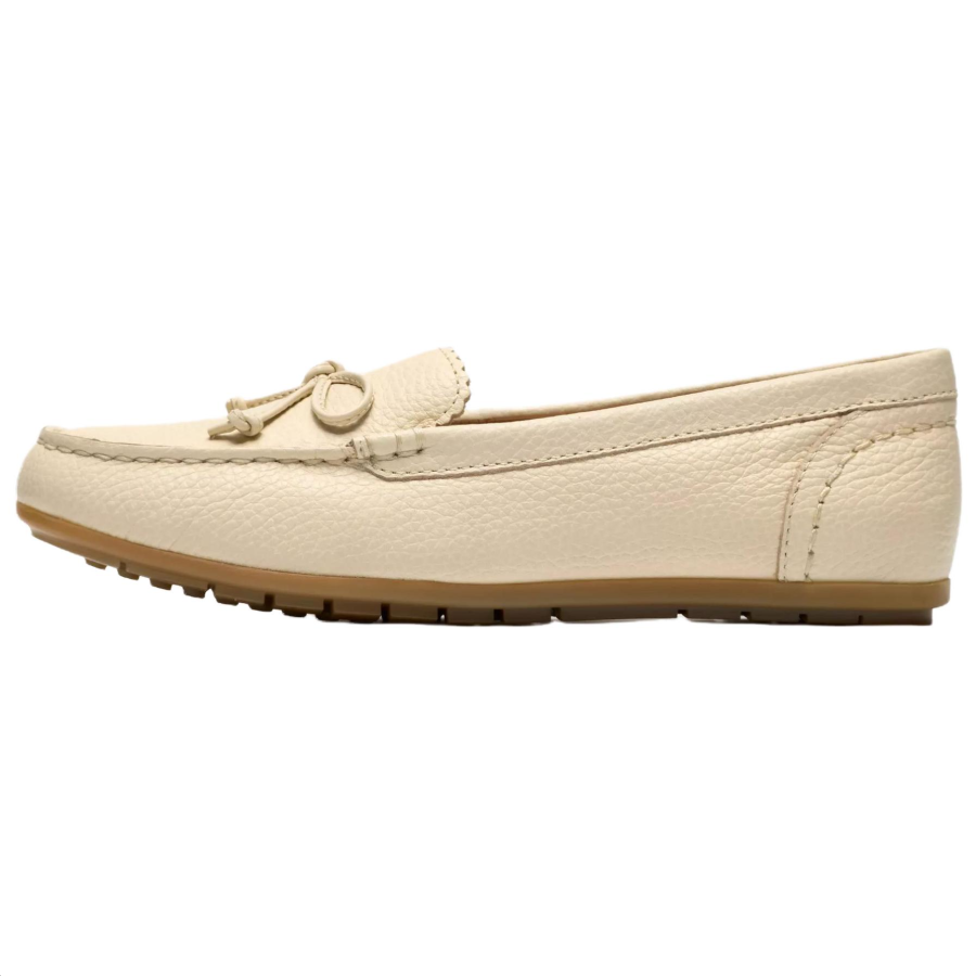 Clarks Elliotte Sail Leather Loafers 1CM Women's Cream