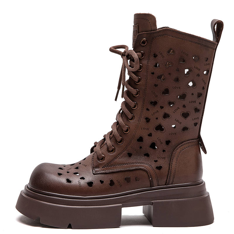 JIEZHOU Combat Boots Women's Black/Coffee