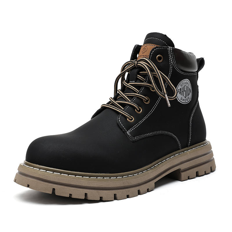 CHILANG CHILANG Microfiber Leather Fashion Trend Combat Boots Men's