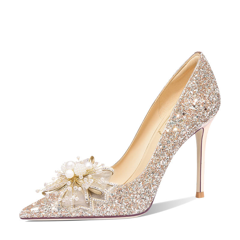 Holy Rose Peach Blossom In The Late Afternoon, French Wedding Shoes Princess Style Crystal Shoes Box