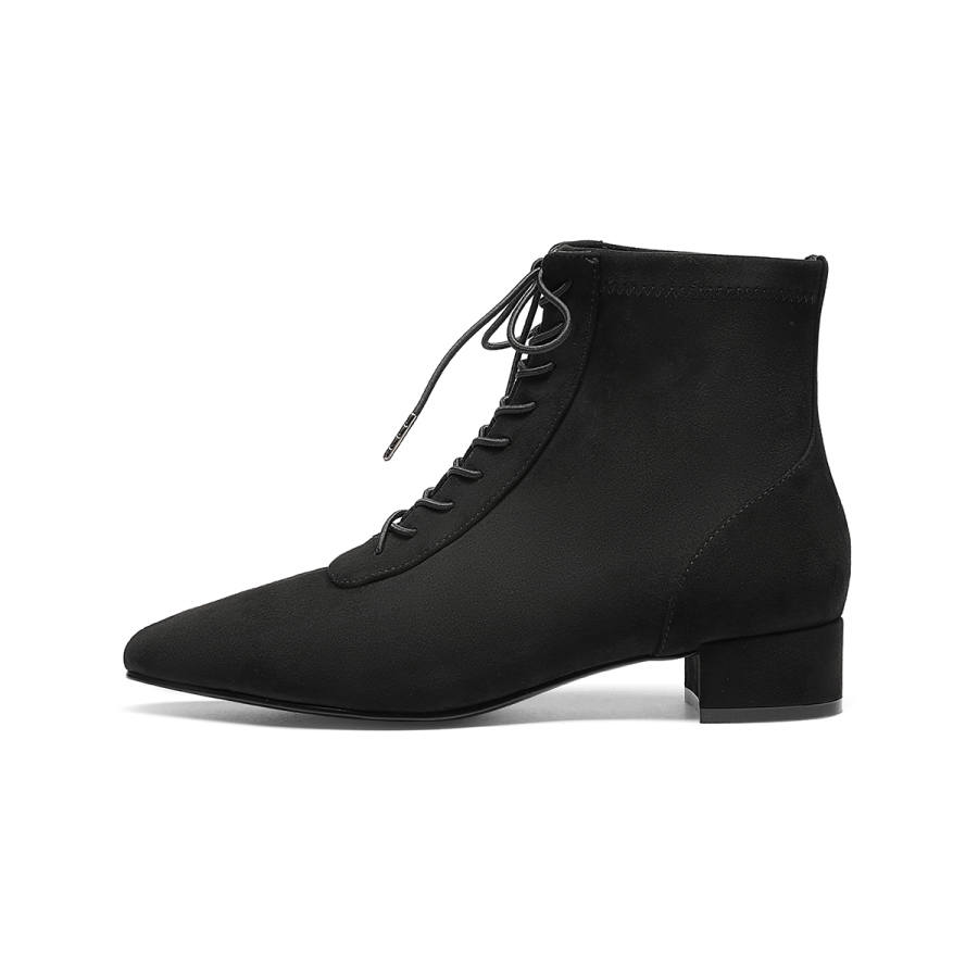GOLDLION Fabric Ankle Boots 3.5cm Women's Black