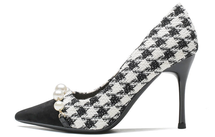 Ainer-cat Ainer cat Slim Heel High Heels 7cm Women's Black Patchwork