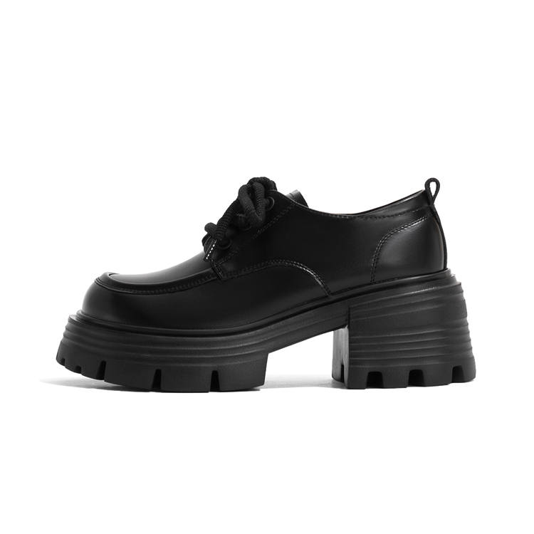 LAOMIAO Cow Split Leather Loafers 7.5cm Women's Black