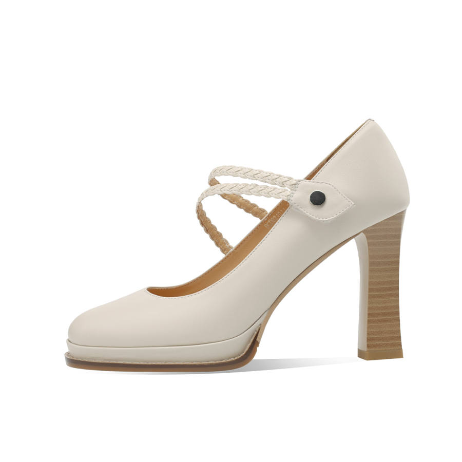 BOERDIQI Cow Leather Slim Heel Mary Jane Shoes 9.5cm Women's