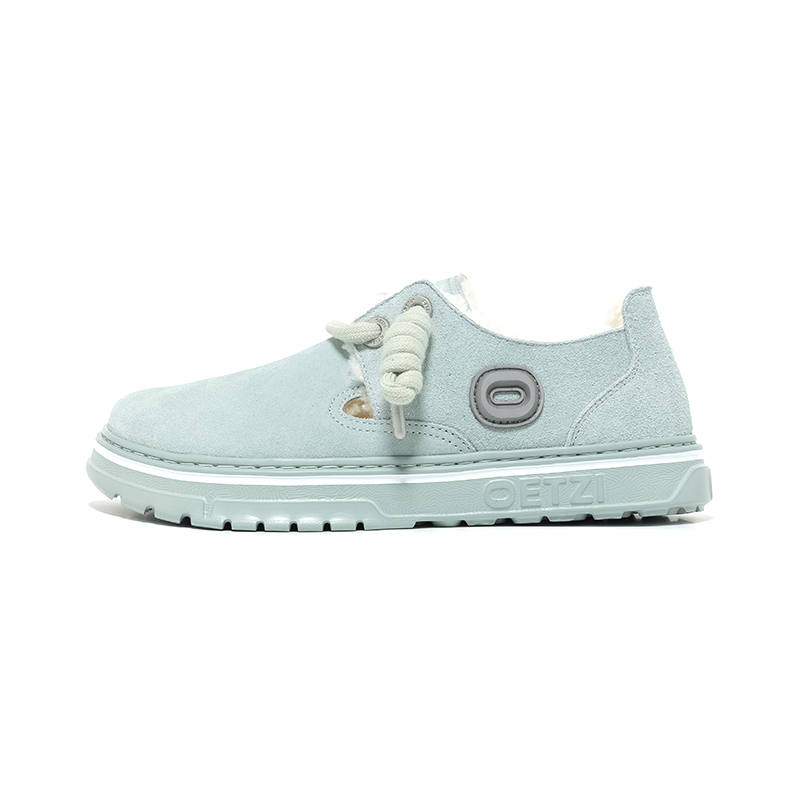 OETZI Top Grain Cow Leather Low top Skateboard Shoes Unisex Gray Blue