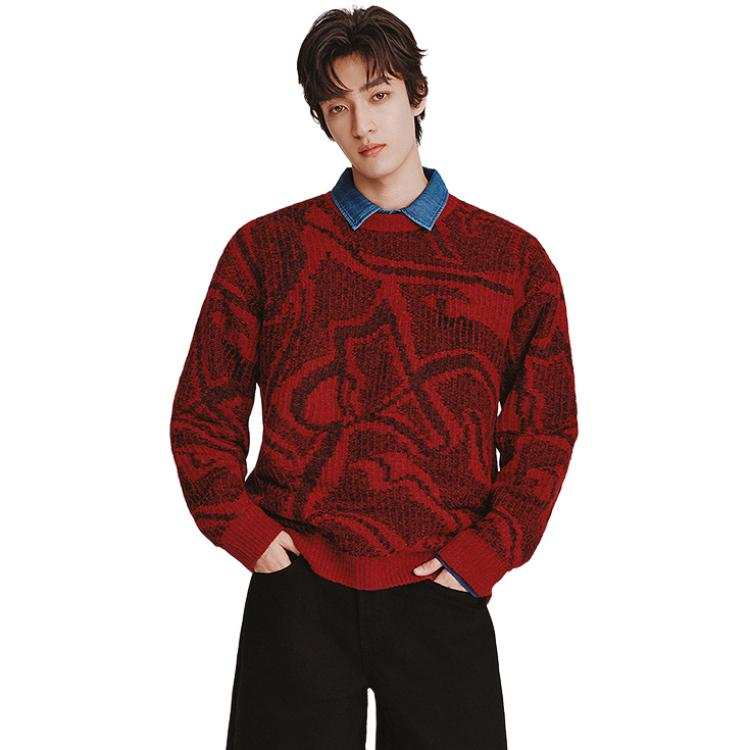 Semir Knitwear Men's Red Tone 00366 Crew Neck Moderate Other