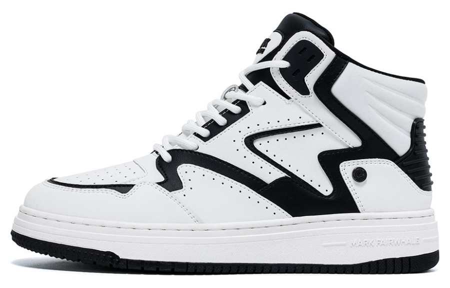 FAIRWHALE Synthetic Leather High top Skateboard Shoes Men's White Black