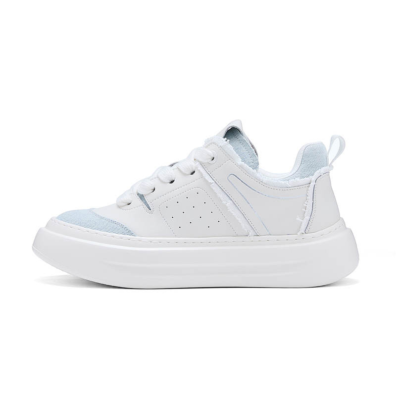 NAVIGARE Cow Split Leather Low top Skateboard Shoes Men's White Blue