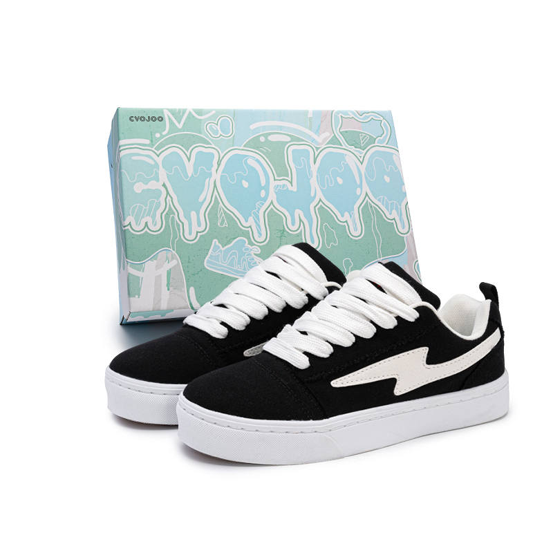 CVOJOO Slip Resistant Low top Skateboard Shoes Unisex Black