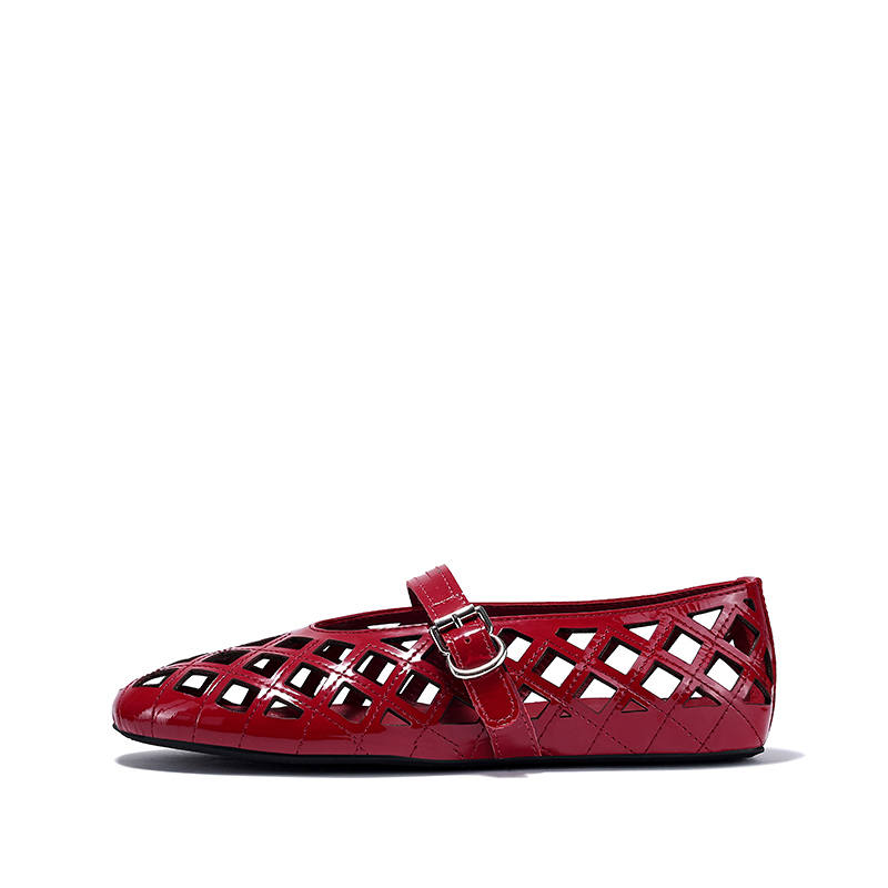 Brut Ros′e Top Grain Cow Leather Flat Mary Jane Shoes Women's