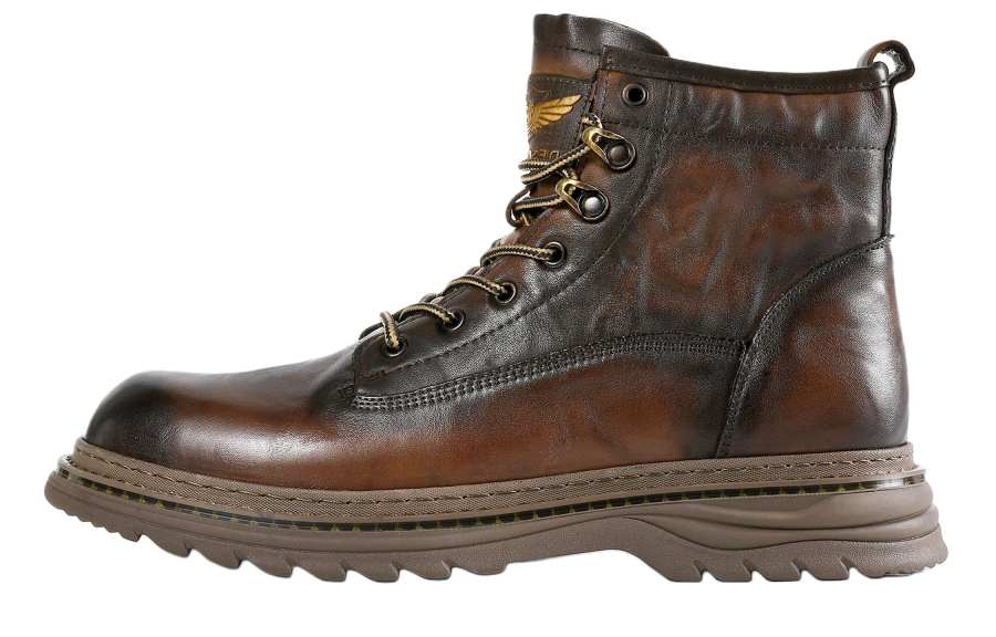 Desai Top Grain Cow Leather Short Combat Boots Men's Brown