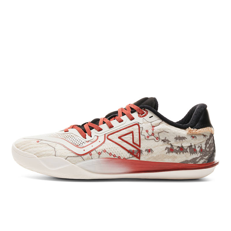 PEAK Double EX Low top Basketball Shoes Men's Canvas White Red