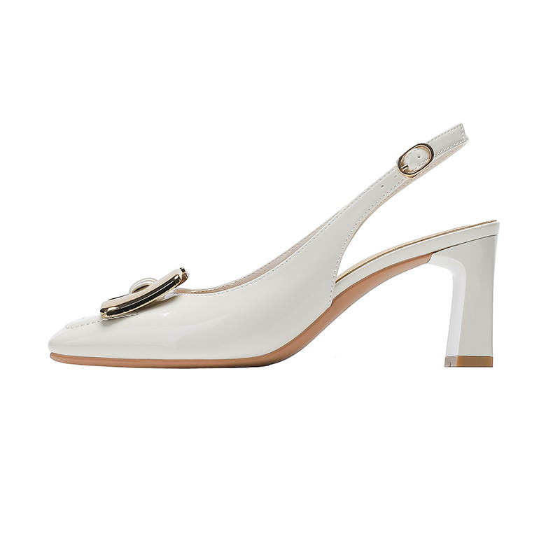 Zubumei Patent Leather Chunky Heel High Heels Women's