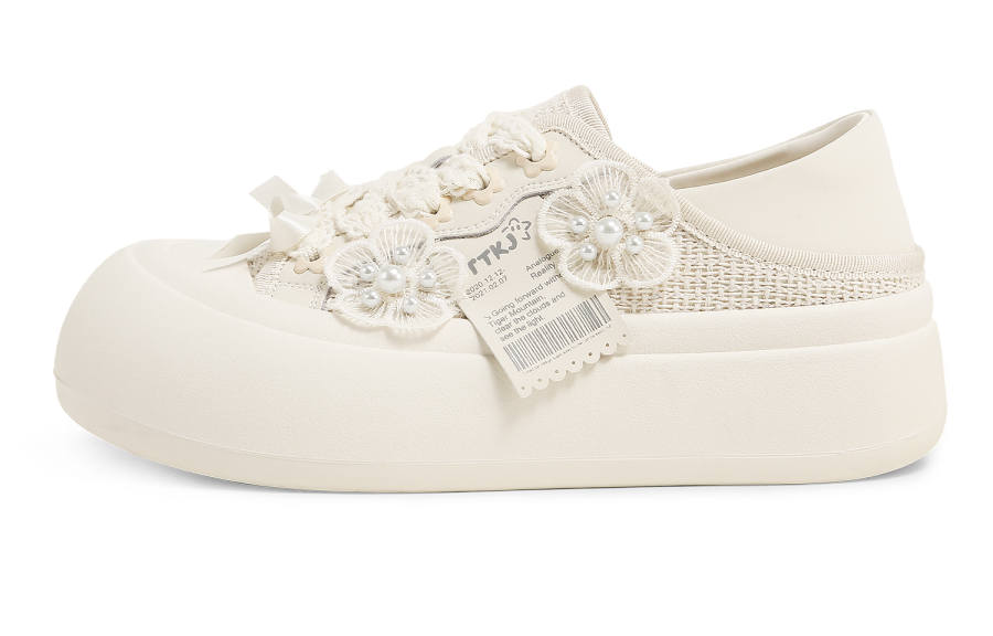 TTKJ Height Increasing Slip Resistant Height Increasing Slip Resistant Low top Casual Shoes Women's Almond White