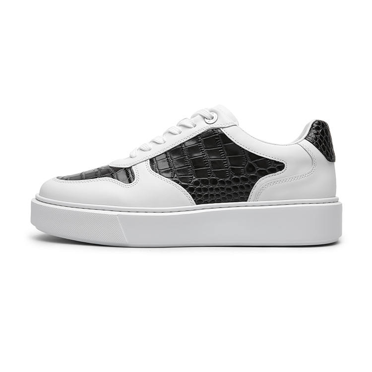 GOLDLION Cow Leather Coverage Abrasion Resistant Coverage Abrasion Resistant Low top Skateboard Shoes Men's White Gray
