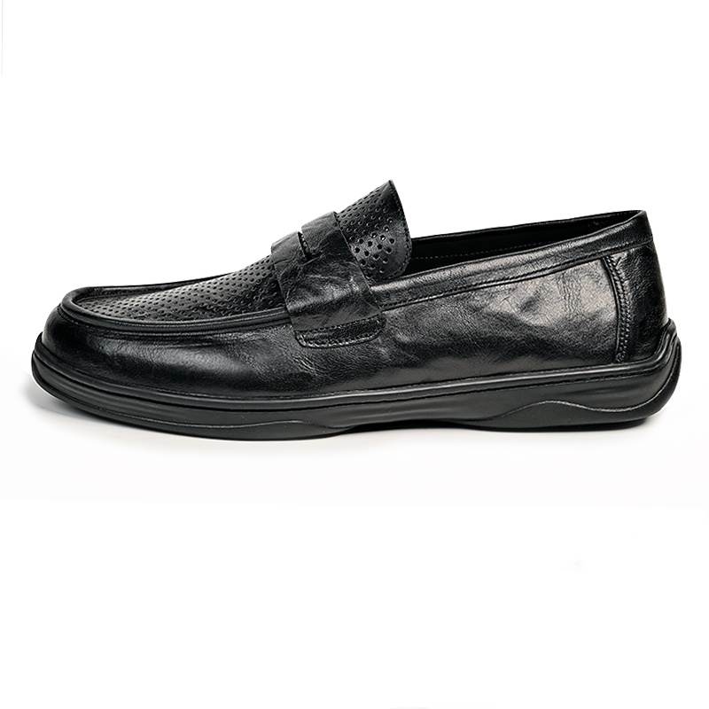 Brounvanm Top Grain Cow Leather Loafers Men's Black