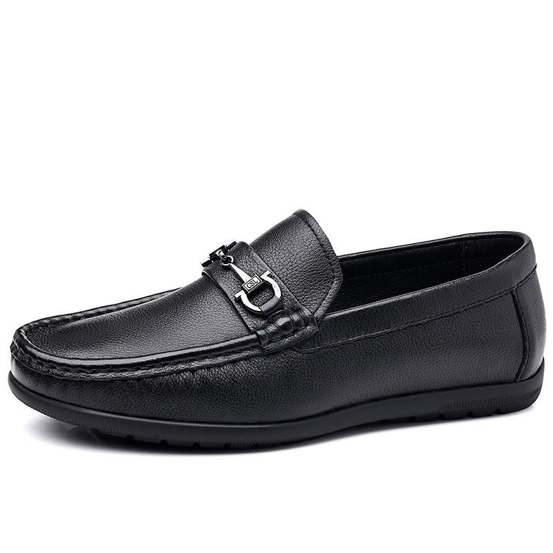 SENJIALUO Top Grain Cow Leather Casual Shoes Men's Black