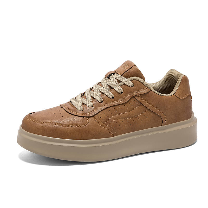YEARCON Skateboard Shoes Men's Low Top Brown Yellow, Black