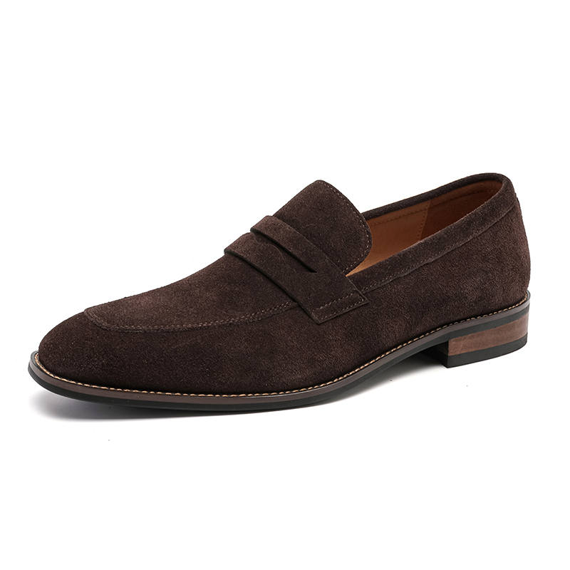 WEISHIBANGWEI WEISHIBANGWEI Cow Suede Loafers Men's Dark Brown