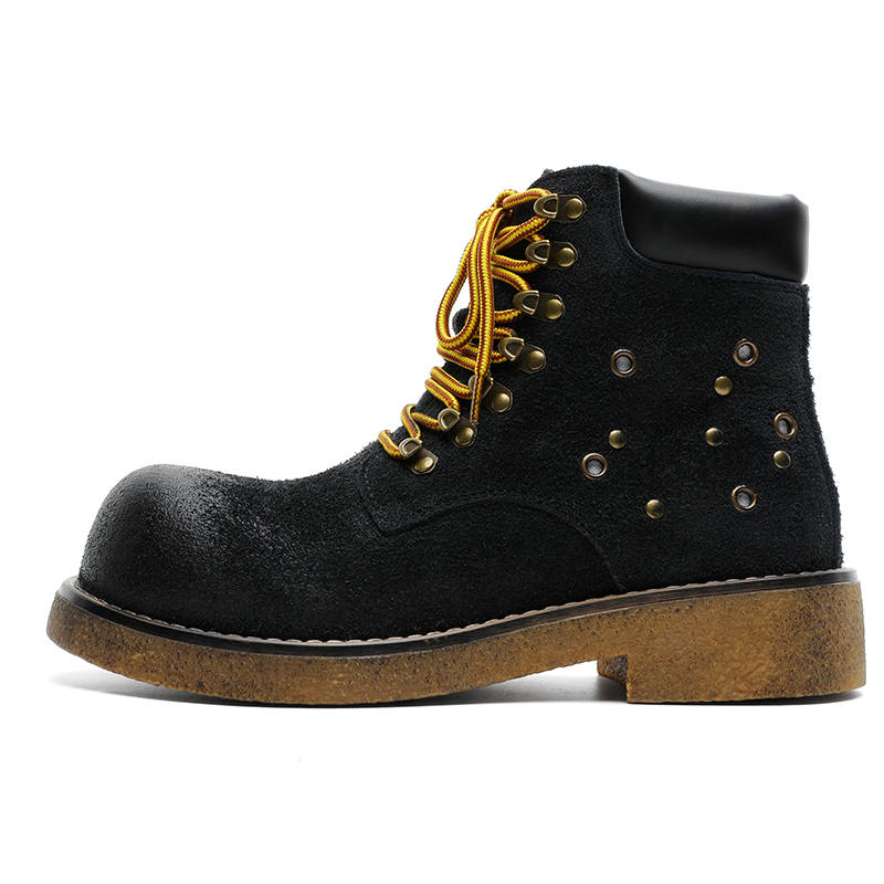 CHILANG CHILANG Artificial Leather Crew Combat Boots Men's
