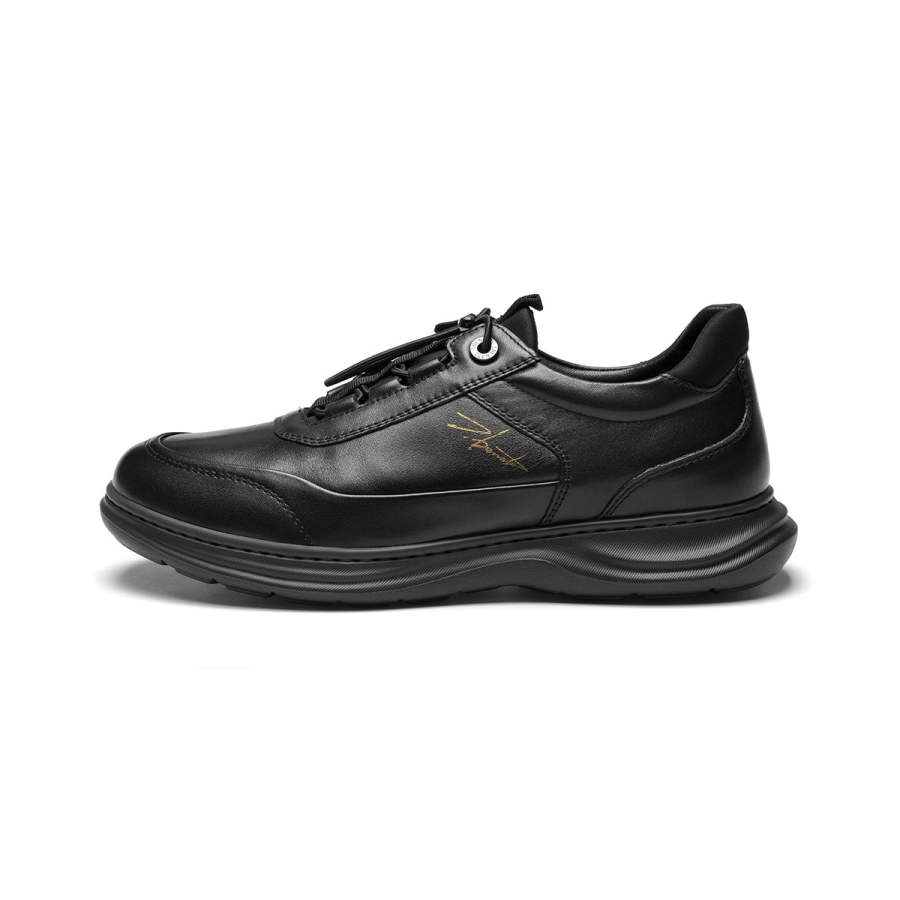 J.BENATO Cow Leather Lightweight Rebound Lightweight Rebound Low top Casual Shoes Men's Black