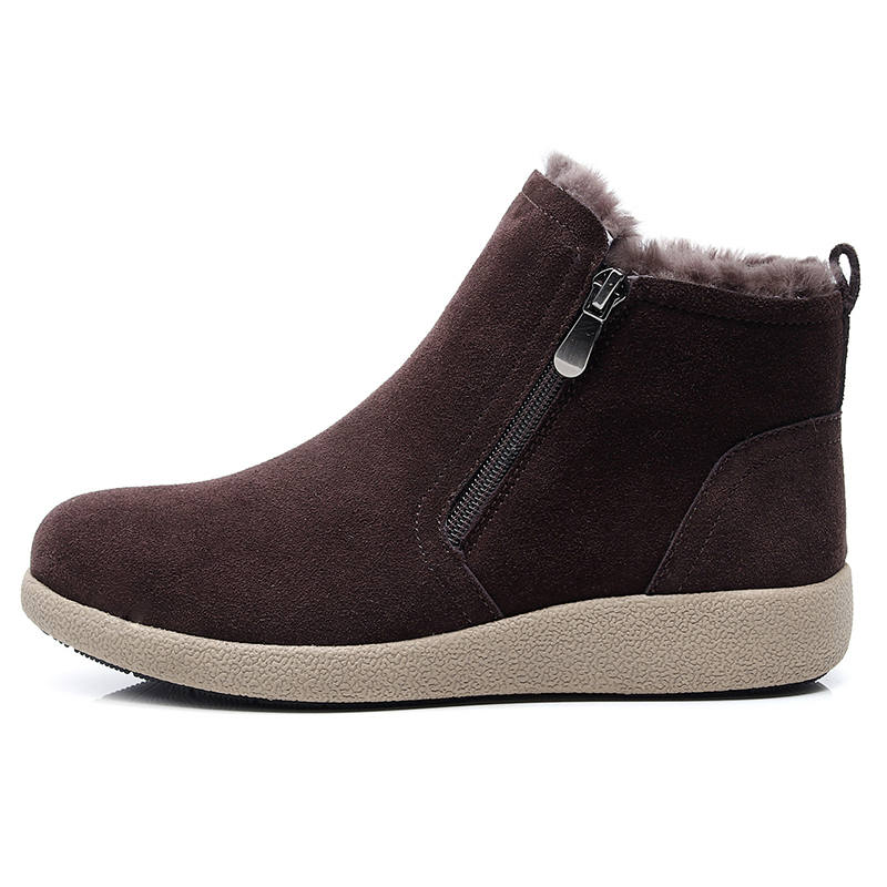 GUOLUOFEI Cow Suede Thermal Slip Resistant Thermal Slip Resistant Lining Shearling, Fleece Lined Short Snow Boots 3cm