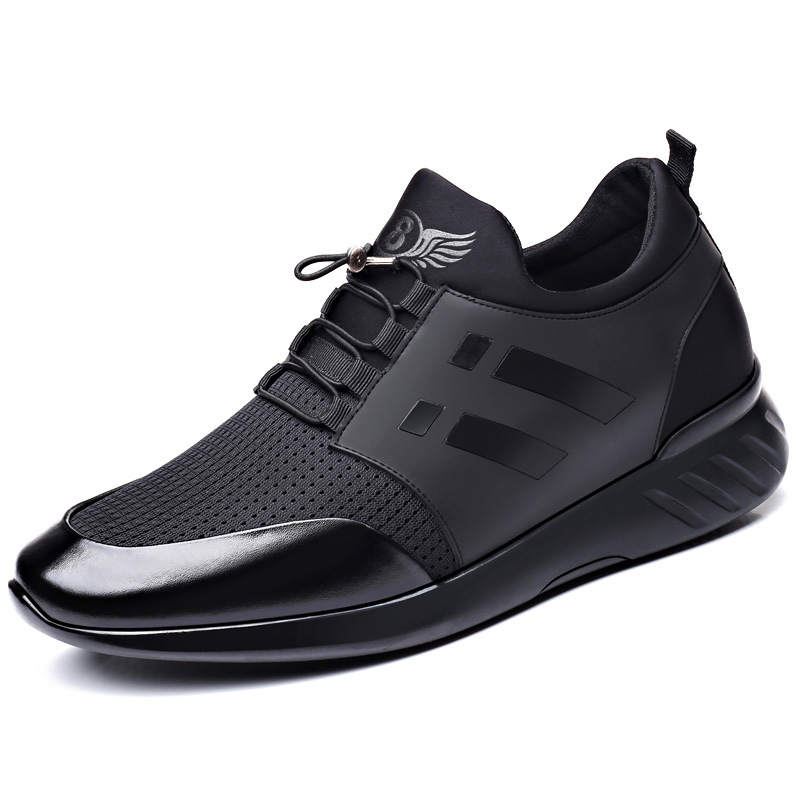 KACHILANG Cow Split Leather Slip Resistant Abrasion Resistant Cushioning Low top Casual Shoes Men's Black