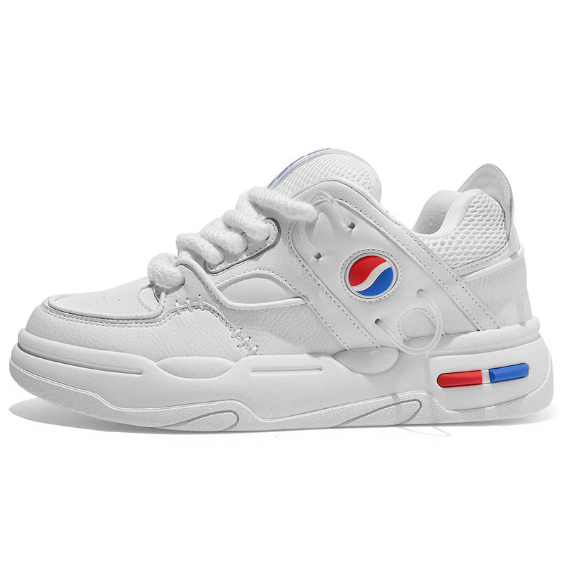 Pepsi Microfiber Leather Cushioning, Wear Resistant Low top Skateboard Shoes Men's White