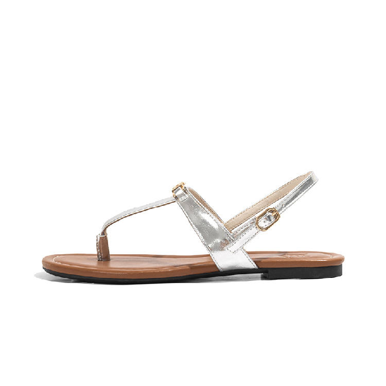 LAOMIAO Cow Leather One Strap Sandals Women's Silver