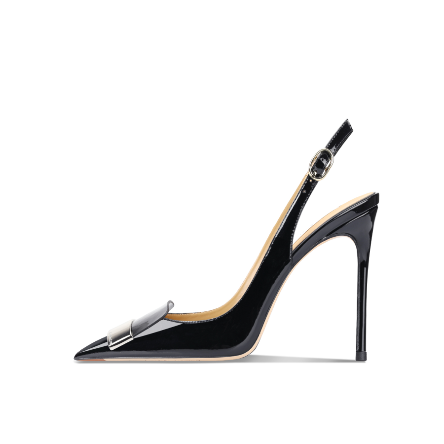 Siwei Patent Leather Slim Heel High Heels Women's Black