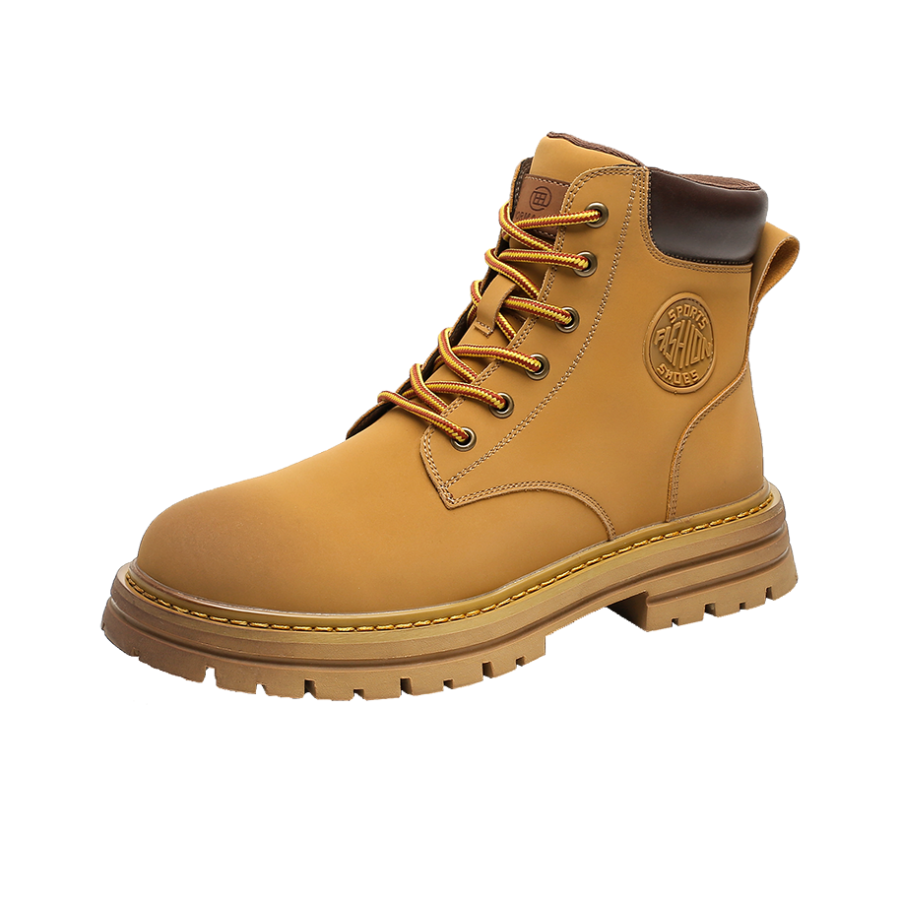 PINYI PINYI Cow Split Leather Short Combat Boots Men's Yellow