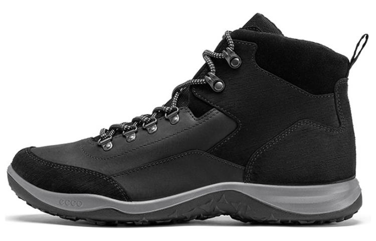 Ecco Cow Leather High top Outdoor Casual Shoes Men's Black