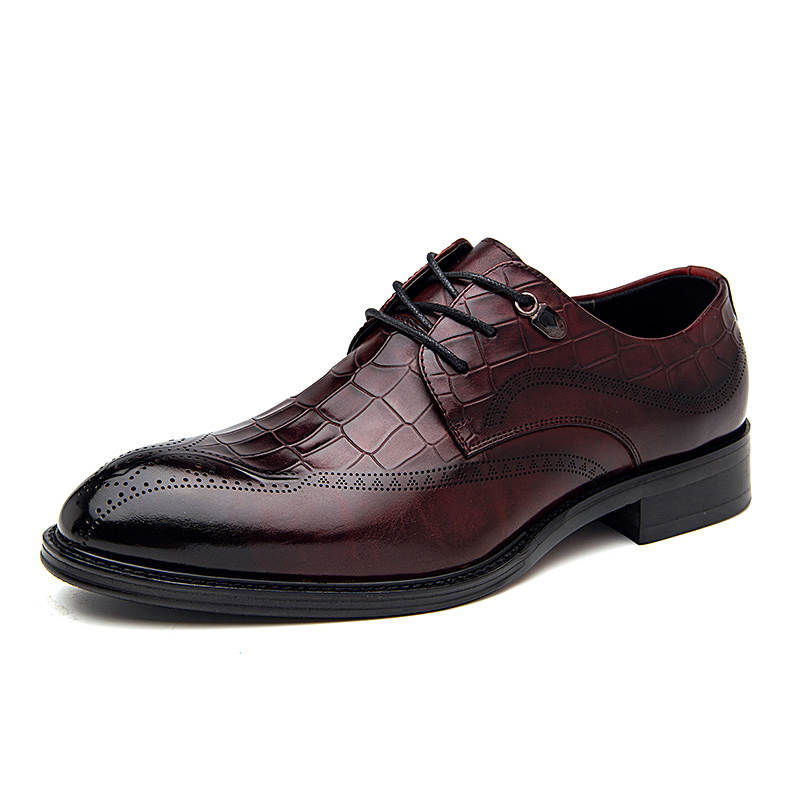 SHUPATE Dress Shoes Men's Low Top Black/Burgundy