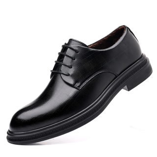 Shanpijiang Blended Material Fleece Lined Plus Size Plaid Business Dress Shoes Men's Black
