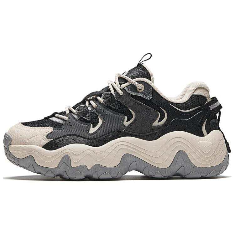 Anta Star Synthetic Leather Slip Resistant Abrasion Resistant Low top Casual Shoes Women's Black Gray Beige