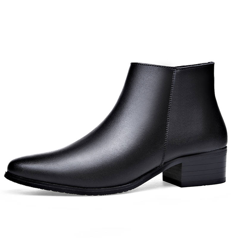 KAQIAODI Cow Leather Ankle Boots Men's Black