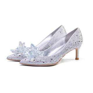 MERY CAREY MO Leather Slim Heel High Heels Women's Silver