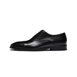 TRUFFAUT Cut Out Breathable Oxford Shoes Kangaroo Leather Dress Shoes Men's Black