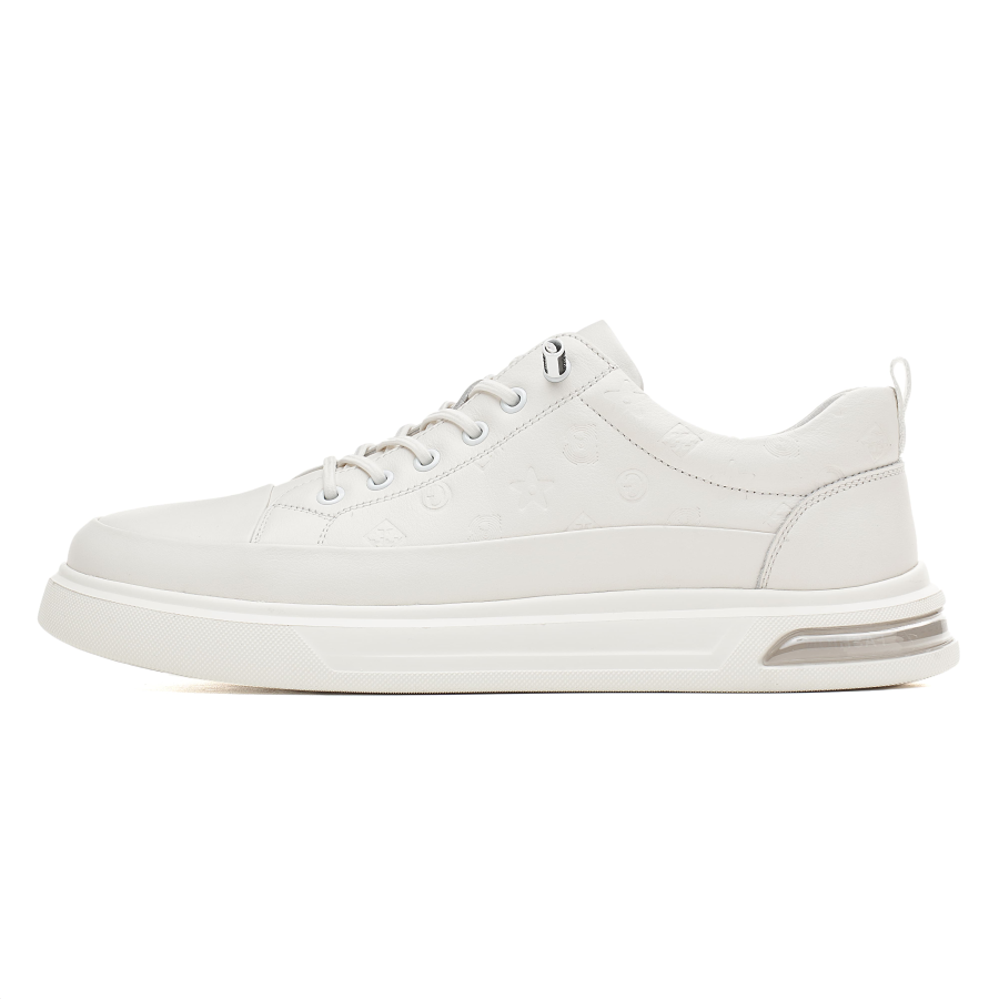 AOKANG Cow Leather Low top Skateboard Shoes Men's White