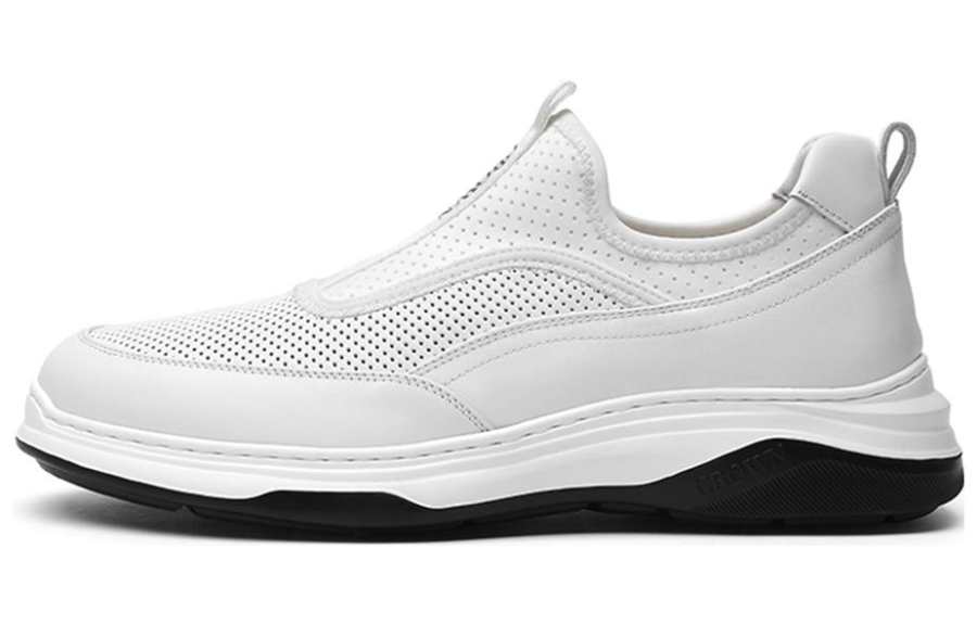 CROWN Leather, Cow Leather Low top Casual Shoes Men's White