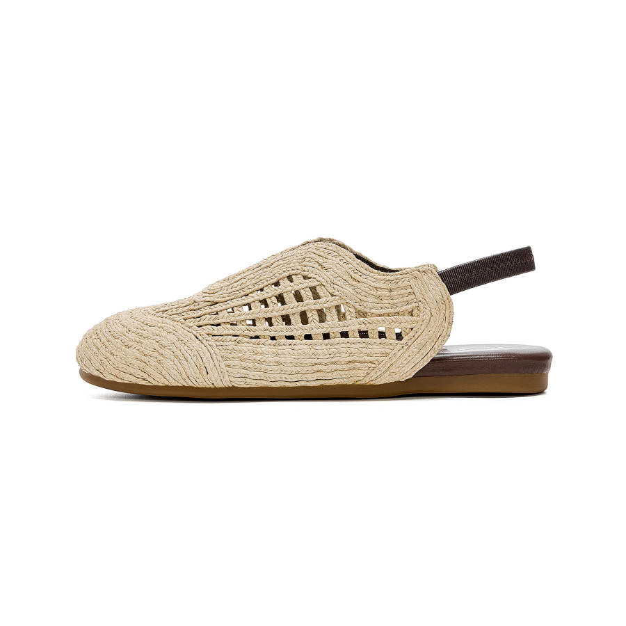 JOSINY Summer Woven Shoes, Vintage Cut Out Breathable Flat Shoes Fabric Casual Shoes Women's