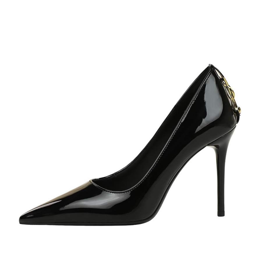 QITUMAUL Patent Leather Slim Heel High Heels Women's