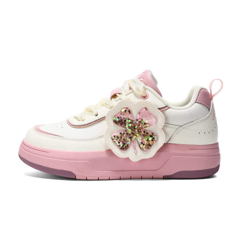 LUCKY BRAND Cushioning Abrasion Resistant Breathable Low top Skateboard Shoes Women's White Pink