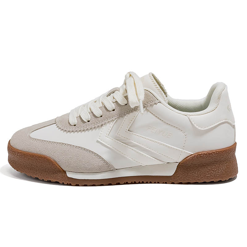 FEIYUE Abrasion-Resistant Coverage Lightweight Low-top Casual Shoes Women's Beige Gray