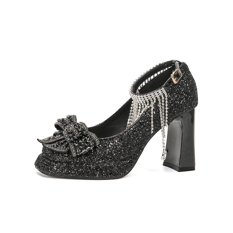 Zubumei Leather Chunky Heel High Heels Women's