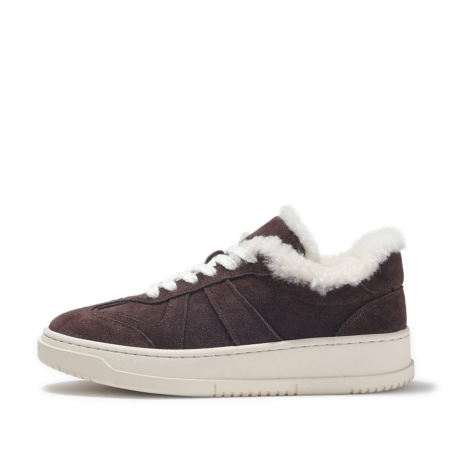 BELLALILY Cow Split Leather Fleece Lined Comfortable Fashion Low top Skateboard Shoes Women's